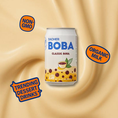 DaoHer Classic BOBA Milk Tea – Premium Ready-to-Drink Bubble Tea with Konjac Pearls – Shelf-Stable Canned Beverage – Authentic Taiwanese Flavor – 10.5 Fl Oz Cans, Pack of 12 – No.1 Canned BOBA Brand