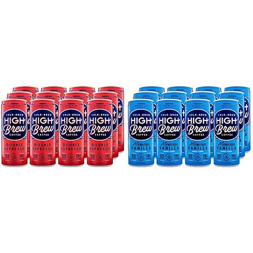 High Brew Coffee, Cold Brew, Double Espresso/Mexican Vanilla, Red & Blue Variety Pack, 8 Fl Oz Can (Pack of 24)
