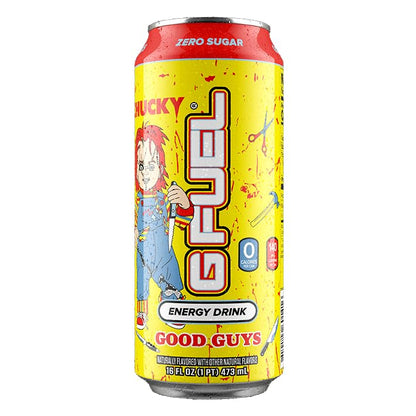 G Fuel Energy Drink, Blood Orange, Sugar Free Beverage with 140mg Caffeine, Daily Energy Boost with Focus Amino, Vitamin + Antioxidants, 16 oz Cans (Chucky, 12-Pack)