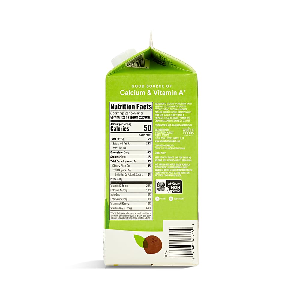 365 by Whole Foods Market, Organic Unsweetened Original Coconut milk Beverage, 64 fl oz