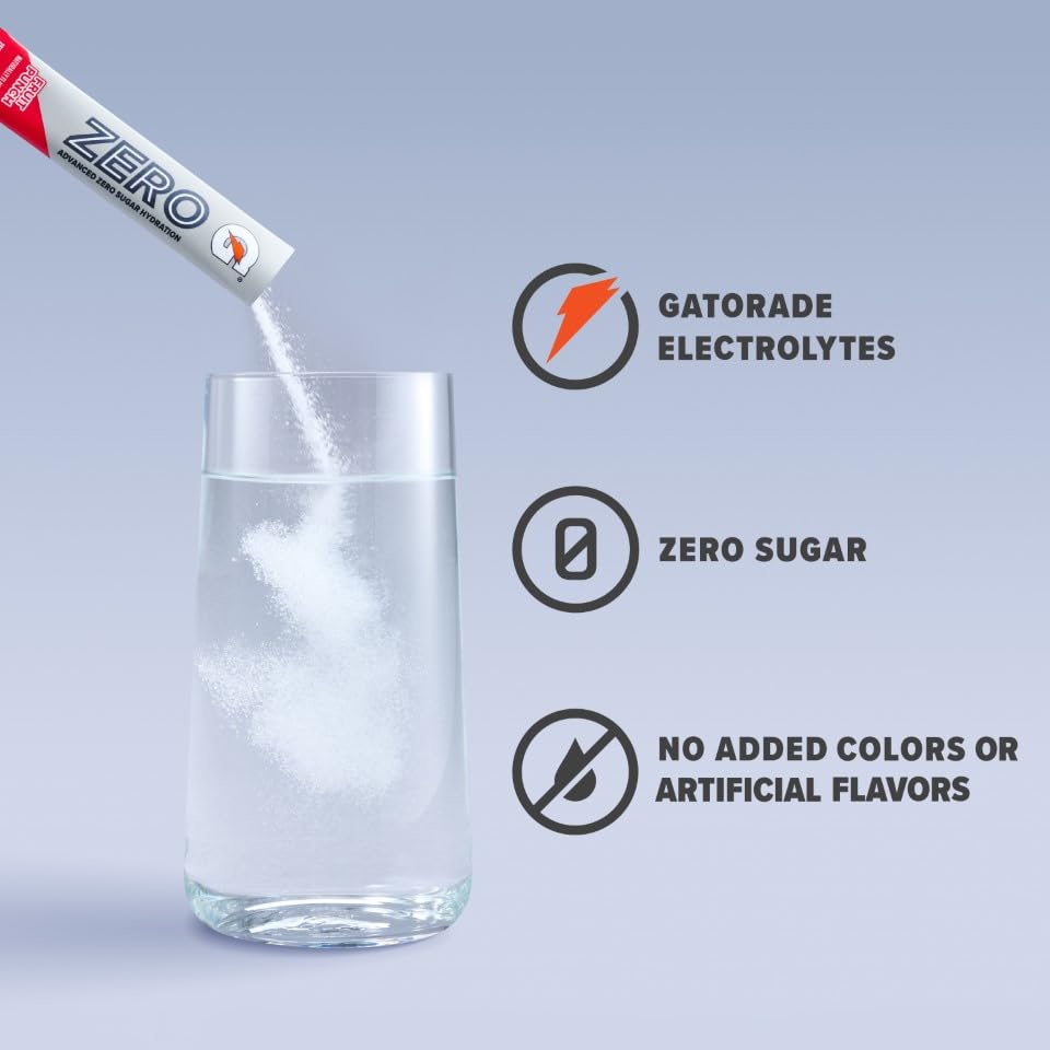Gatorade Zero Sugar Electrolyte Powder Drink Mix, Lemon Lime, (32 Servings), No Artificial Flavors, No Added Colors, Zero Sugar, Sports Drinks, Hydration, Electrolyte Drink