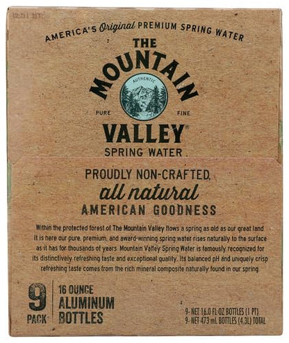 MOUNTAIN VALLEY WATER Spring Water 9pk, 16 FZ