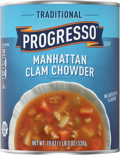 Progresso Traditional, Manhattan Clam Chowder Canned Soup, Gluten Free, 19 oz.