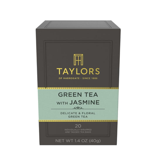Taylors of Harrogate Green Tea with Jasmine, Individually Wrapped Bags, 20 Count (Pack of 1), Delicate, Floral & Sweet, Caffeinated, Enjoy Hot or Iced, 20 Teabags