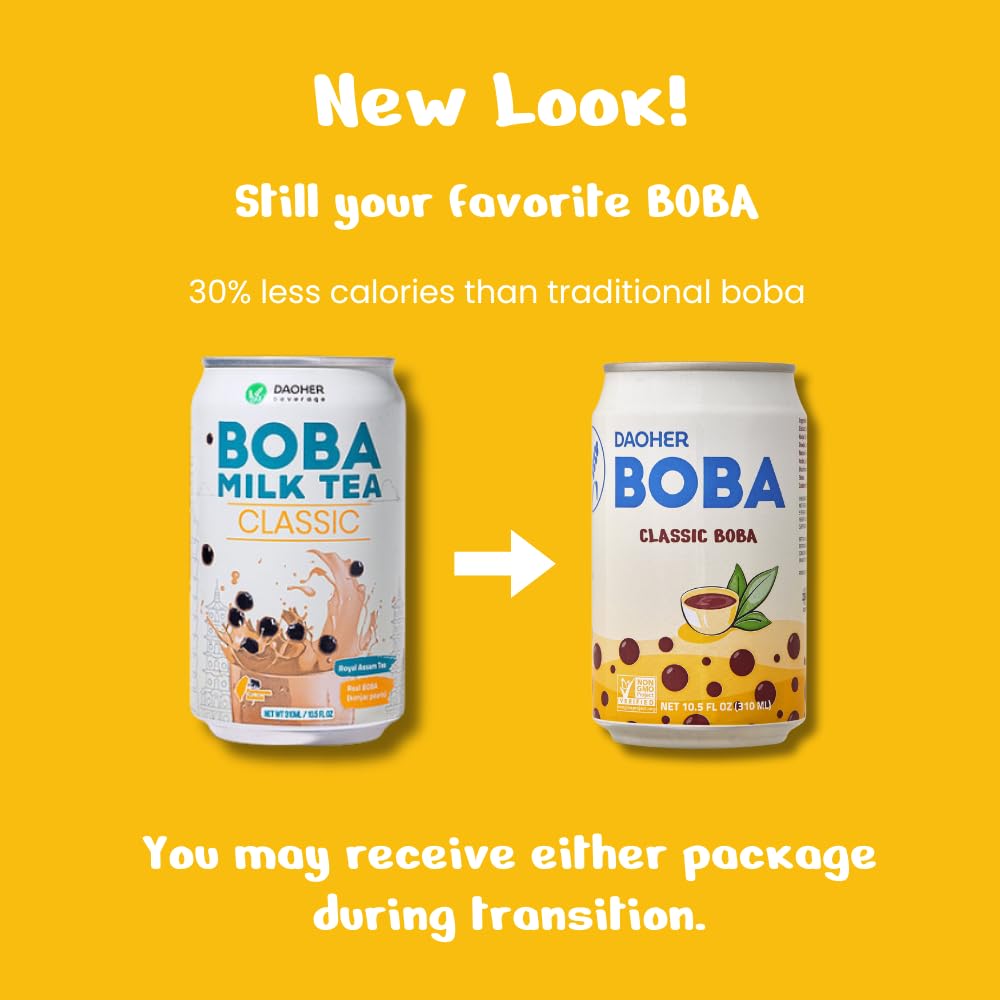 DaoHer Classic BOBA Milk Tea – Premium Ready-to-Drink Bubble Tea with Konjac Pearls – Shelf-Stable Canned Beverage – Authentic Taiwanese Flavor – 10.5 Fl Oz Cans, Pack of 12 – No.1 Canned BOBA Brand