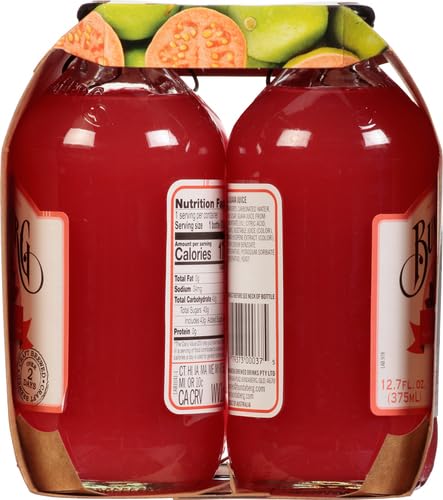 Bundaberg Sparkling Fruit Drink, Guava, 12.7 fl oz, 4 Count (Pack of 2)