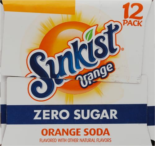 Sunkist Zero Sugar Orange Soda | 12 fl. oz. Cans | 12 Pack | Pack of 2