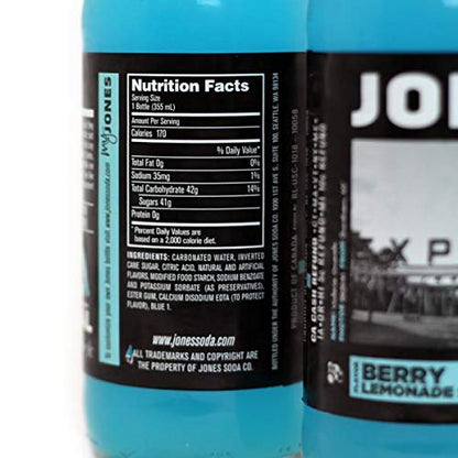 Jones Soda Co. Berry Lemonade Soda Flavor | 100% Cane Sugar Soda | Craft Soda Pop | Soda Soft Drinks | 12 Oz Glass Bottle Soda (4 - Pack)