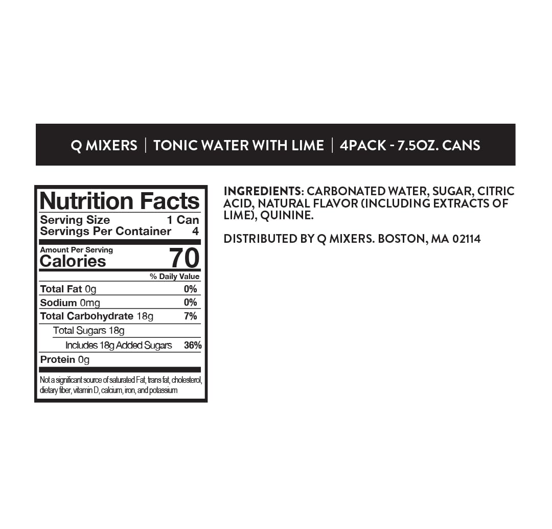 Q MIXERS TONIC WATER with LIME - Real Quinine & Lime Extract - Ideal for Cocktails & Mocktails - Made with Real Ingredients, Perfectly Carbonated & Lightly Sweet - 7.5 Fl oz (Pack of 24)