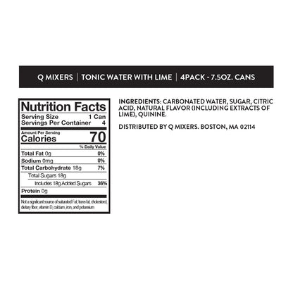 Q MIXERS TONIC WATER with LIME - Real Quinine & Lime Extract - Ideal for Cocktails & Mocktails - Made with Real Ingredients, Perfectly Carbonated & Lightly Sweet - 7.5 Fl oz (Pack of 24)