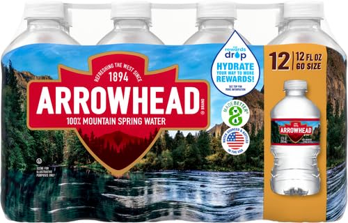Arrowhead Mountain Spring Water Bottles, 24 Pack - Still Bottled Water with Naturally Occurring Minerals & Electrolytes for Taste - 12 Fl Oz