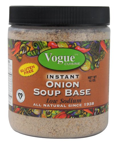 Vogue Cuisine Onion Soup & Seasoning Base 12oz - Low Sodium, Gluten Free, All Natural Ingredients