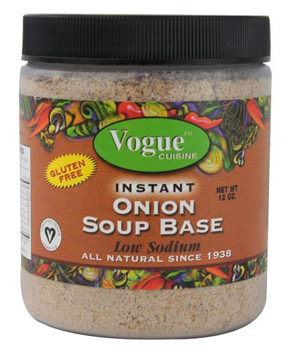 Vogue Cuisine Onion Soup & Seasoning Base 12oz - Low Sodium, Gluten Free, All Natural Ingredients