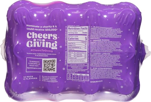 Sparkling Ice Purple Variety Pack, Flavored Water, Zero Sugar, with Vitamins and Antioxidants, 17 fl oz, 12 count (Black Raspberry, Cherry Limeade, Orange Mango, Kiwi Strawberry) (Pack of 2)