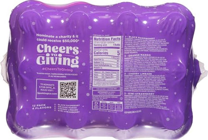 Sparkling Ice Purple Variety Pack, Flavored Water, Zero Sugar, with Vitamins and Antioxidants, 17 fl oz, 12 count (Black Raspberry, Cherry Limeade, Orange Mango, Kiwi Strawberry) (Pack of 2)