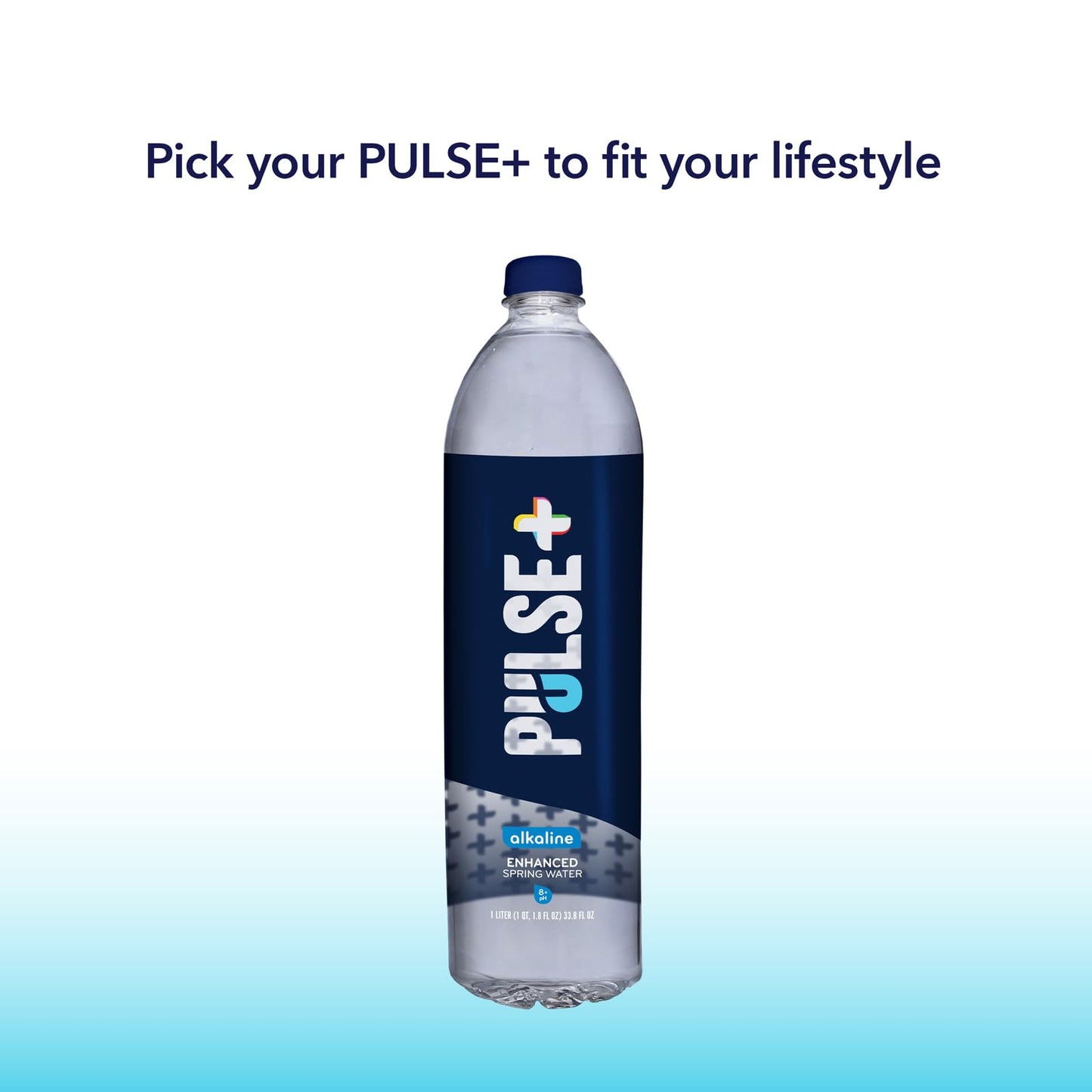 Pulse+ Alkaline Water - Naturally Filtered Spring Water in 1 Liter PET Plastic Bottles, Recyclable and BPA-Free - Case of 24