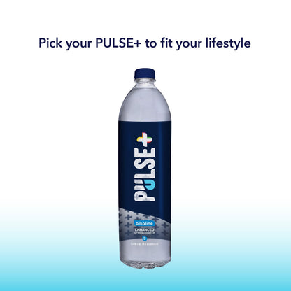 Pulse+ Alkaline Water - Naturally Filtered Spring Water in 1 Liter PET Plastic Bottles, Recyclable and BPA-Free - Case of 24