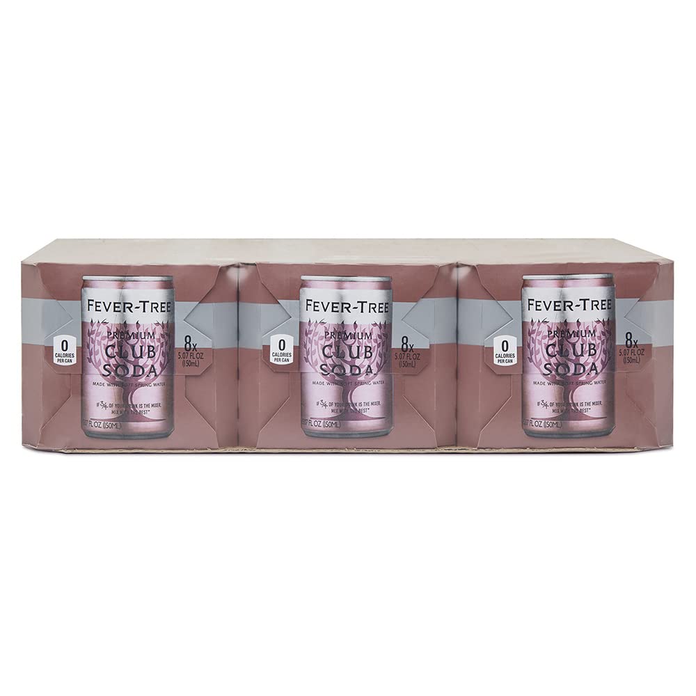 Fever-Tree Premium Club Soda Cans, 24pk/5.07 Fl Oz, No Artificial Sweeteners, Flavorings or Preservatives (Pack of 3)
