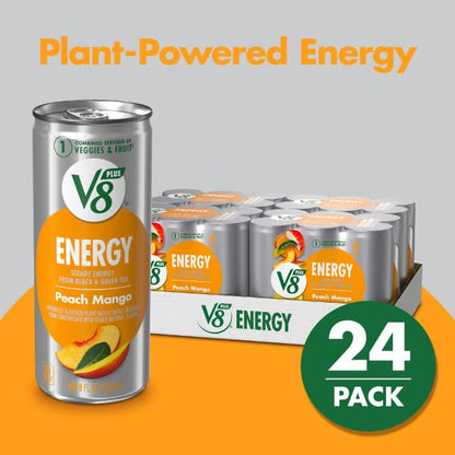 V8 +ENERGY Peach Mango Energy Drink (6 pack) CASE