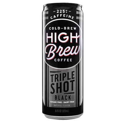 High Brew Coffee | Lightly Sweetened Cold Brew Iced Coffee with Pure Cane Sugar – 225 mg Natural Caffeine, Patiently Brewed, Never Heated. Low-Acid, Ready-to-Drink | 8 oz Can (Triple Shot Black)