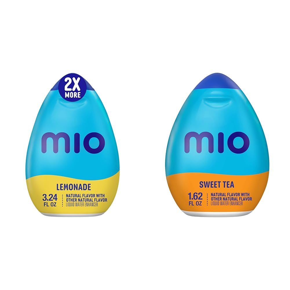 MiO Summer Hydration Bundle of MiO Sugar-Free Lemonade Naturally Flavored Liquid Water Enhancer 3.24 fl oz + MiO Sweet Tea Liquid Water Enhancer Drink Mix, 1.62 fl oz Bottle