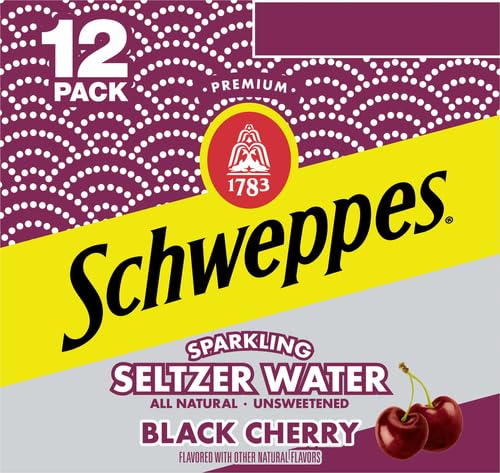 Schweppes Black Cherry Seltzer, 12 fl oz cans, 12 pack