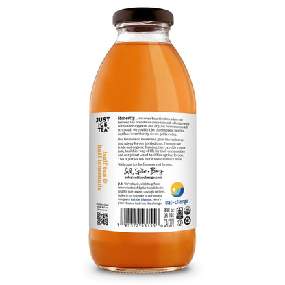 Just Ice Tea, Tea Half And Half Lemonade Organic, 16 Fl Oz