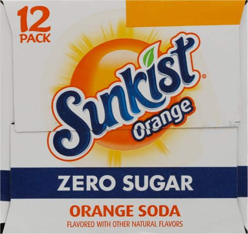 Sunkist Zero Sugar Orange Soda | 12 fl. oz. Cans | 12 Pack | Pack of 2