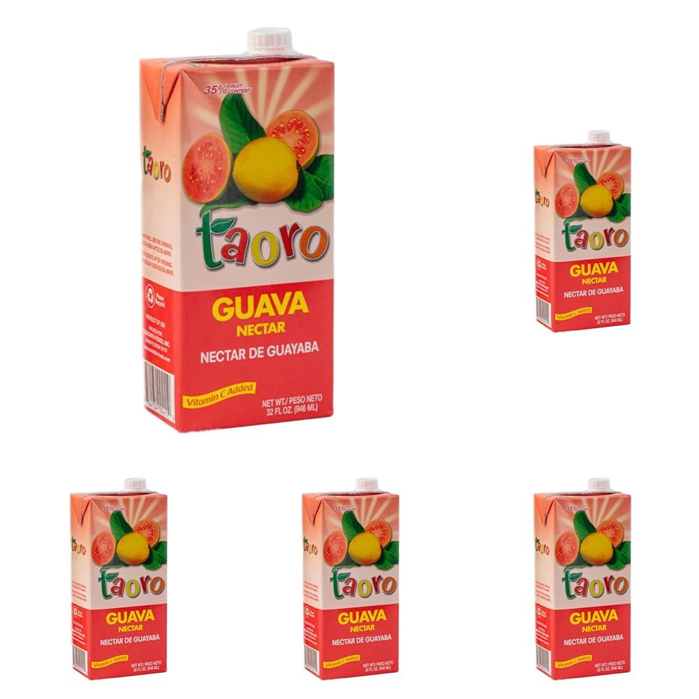 Taoro Guava Nectar - Rich and Fruity Tropical Flavor - 33.8 oz (Pack of 5)
