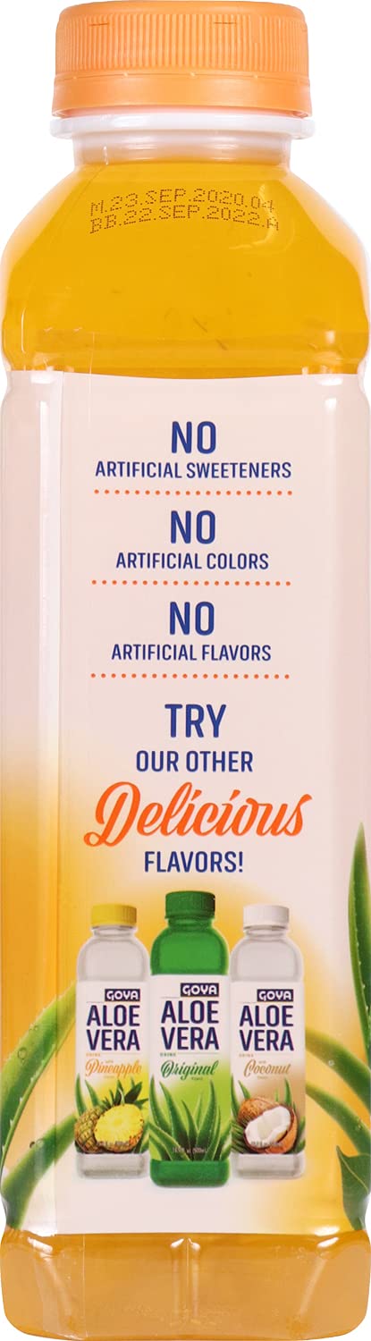 Goya Foods Aloe Vera Drink With Mango Flavor, 16.9 Fl Oz (Pack of 12)
