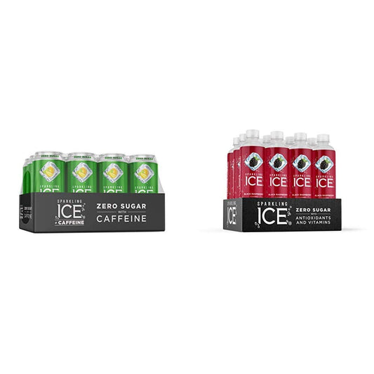 Sparkling Ice +Caffeine Citrus Twist Flavored Sparkling Water with Caffeine (Pack of 12) and Sparkling ICE Black Raspberry Sparkling Water (Pack of 12)