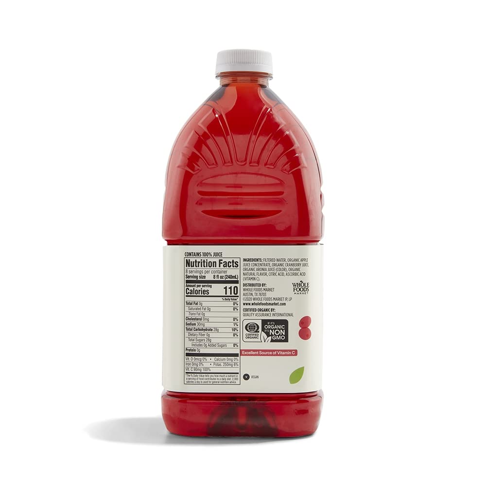 365 by Whole Foods Market, Organic Cranberry Juice Blend, 64 Fl Oz (Pack of 2)