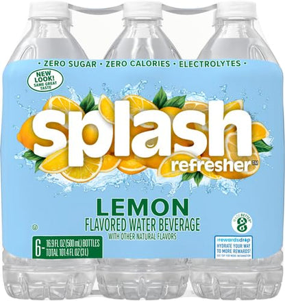 Splash Blast Water, Lemon, 16.9 Fl Oz | Pack of 30 | Plastic Bottle