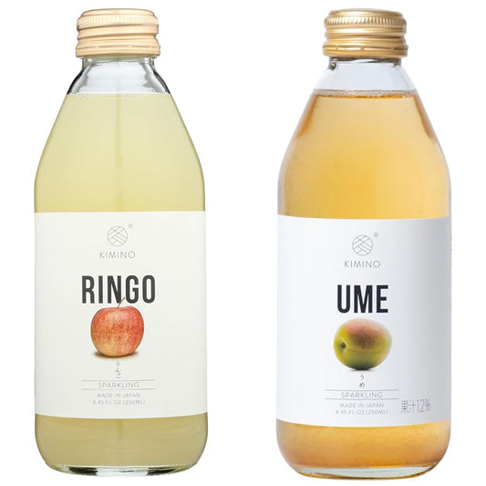 KIMINO DRINKS Sparkling Juice Bundle - Apple and Ume Flavors, 8.45 FZ (2-Pack)