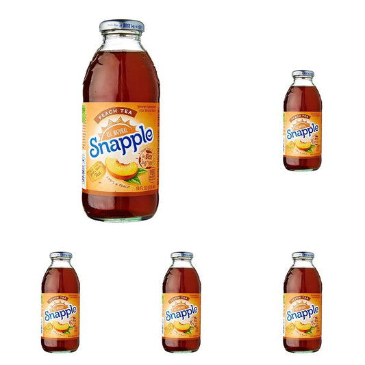 Snapple Peach Tea, 16 fl oz recycled plastic bottle (Pack of 5)