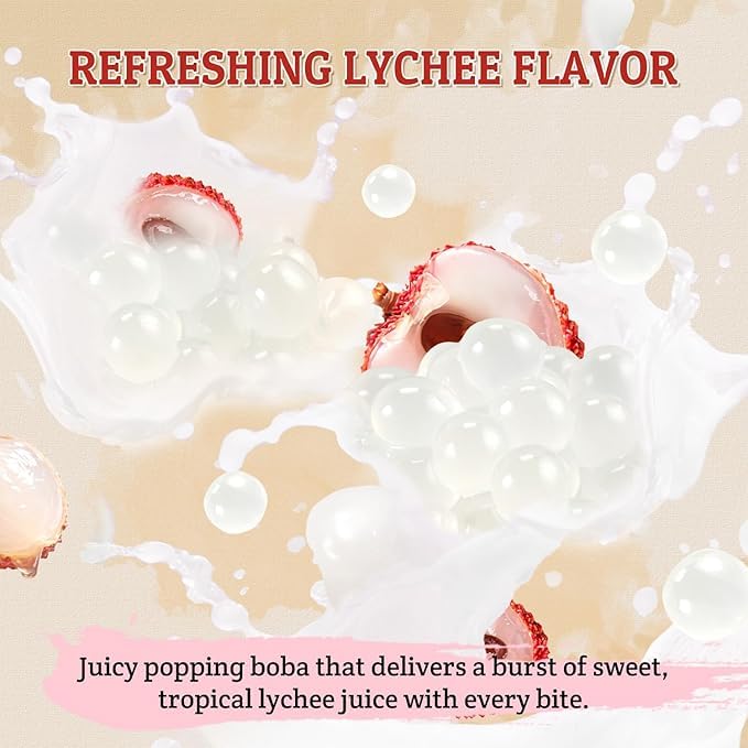 52USA 7.05 Pound Lychee Popping Boba (3.2kg), Bursting Boba, Popping Pearls for Bubble Tea, Beverages, Ice Cream, Shakes, Smoothies & Summer Drinks Toppings, Yogurt, Desserts