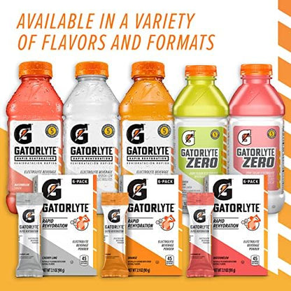 Gatorlyte Zero Electrolyte Beverage, Strawberry Kiwi, Zero Sugar Hydration, Specialized Blend of 5 Electrolytes, No Artificial Sweeteners or Flavors, 20 Oz Bottles (Pack of 12)