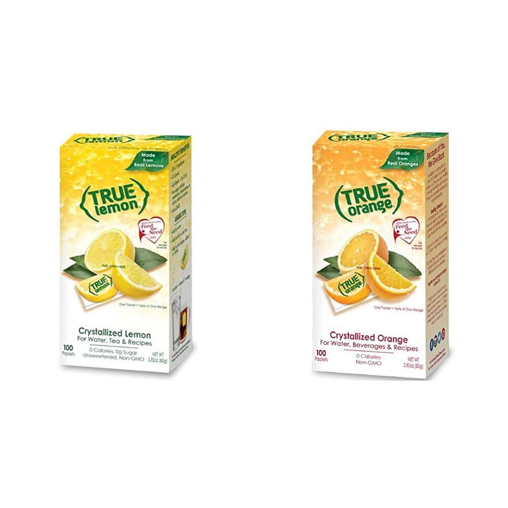 TRUE LEMON Water Enhancer (100 Count) and TRUE ORANGE Water Enhancer (100 Count)| Zero Calorie Drink Mix Packets