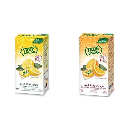TRUE LEMON Water Enhancer (100 Count) and TRUE ORANGE Water Enhancer (100 Count)| Zero Calorie Drink Mix Packets