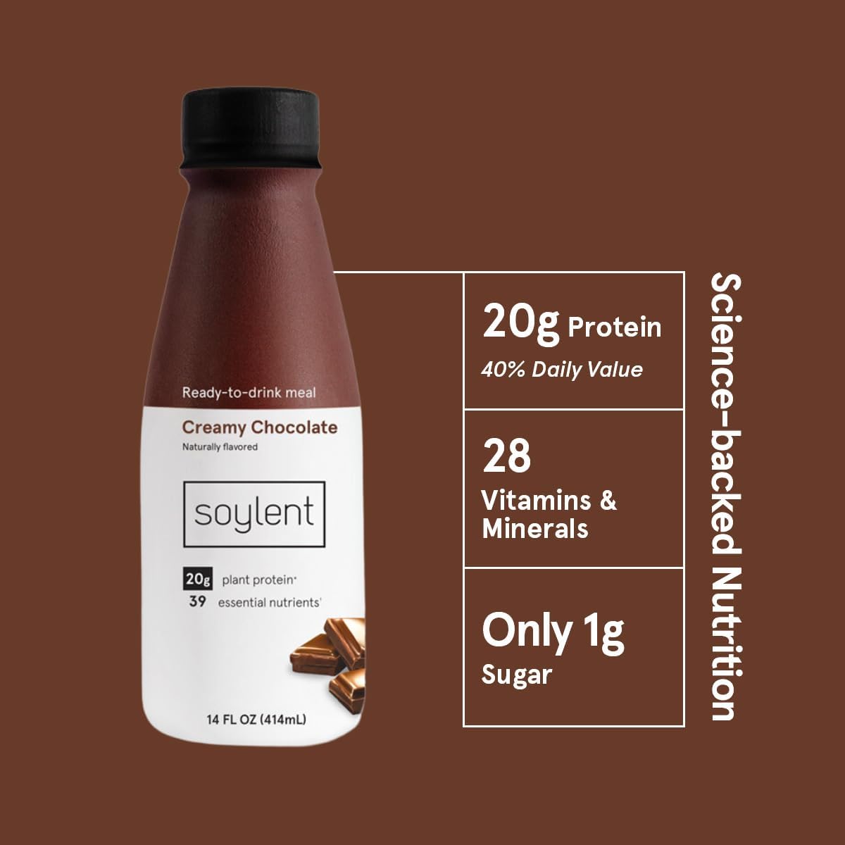 Soylent Meal Replacement Shake Bundle - Banana and Creamy Chocolate Flavors - Two 12-packs of 14 oz bottles - 24 total