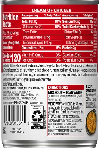 Campbell's Condensed Cream of Chicken Soup, 10.5 oz Can
