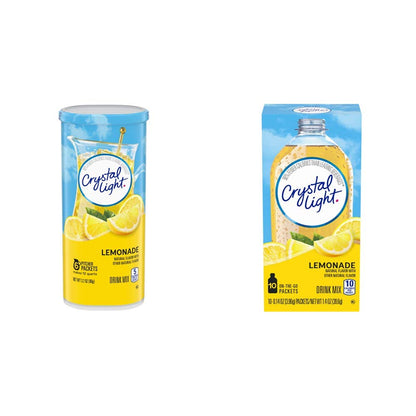 Crystal Light Sugar-Free Lemonade Powdered Drink Mix Bundle (72 Count Pitcher Packets + 120 Count On-The-Go Packets)