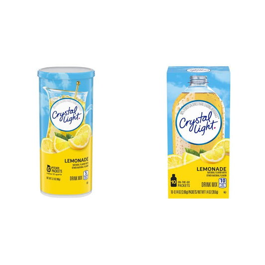 Crystal Light Sugar-Free Lemonade Powdered Drink Mix Bundle (72 Count Pitcher Packets + 120 Count On-The-Go Packets)