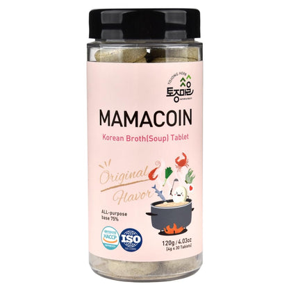 TOJONGHERB mama coin soup base tablet/Korean seafood broth tablet/ 4.03oz / 0.14oz X 30Tablets/ Seafood vegetable stock/anchovies