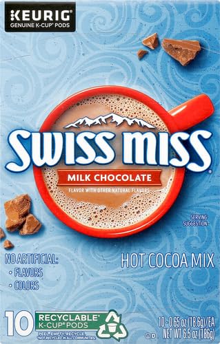 Swiss Miss, Single Serve Hot Chocolate K-Cup Pods Milk Chocolate Hot Cocoa, 10 Count, 0.65 Oz