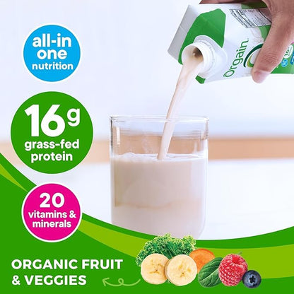 Orgain Organic Nutritional Shake, Vanilla Bean + Strawberries & Cream, 11 Fl Oz (Pack of 12)