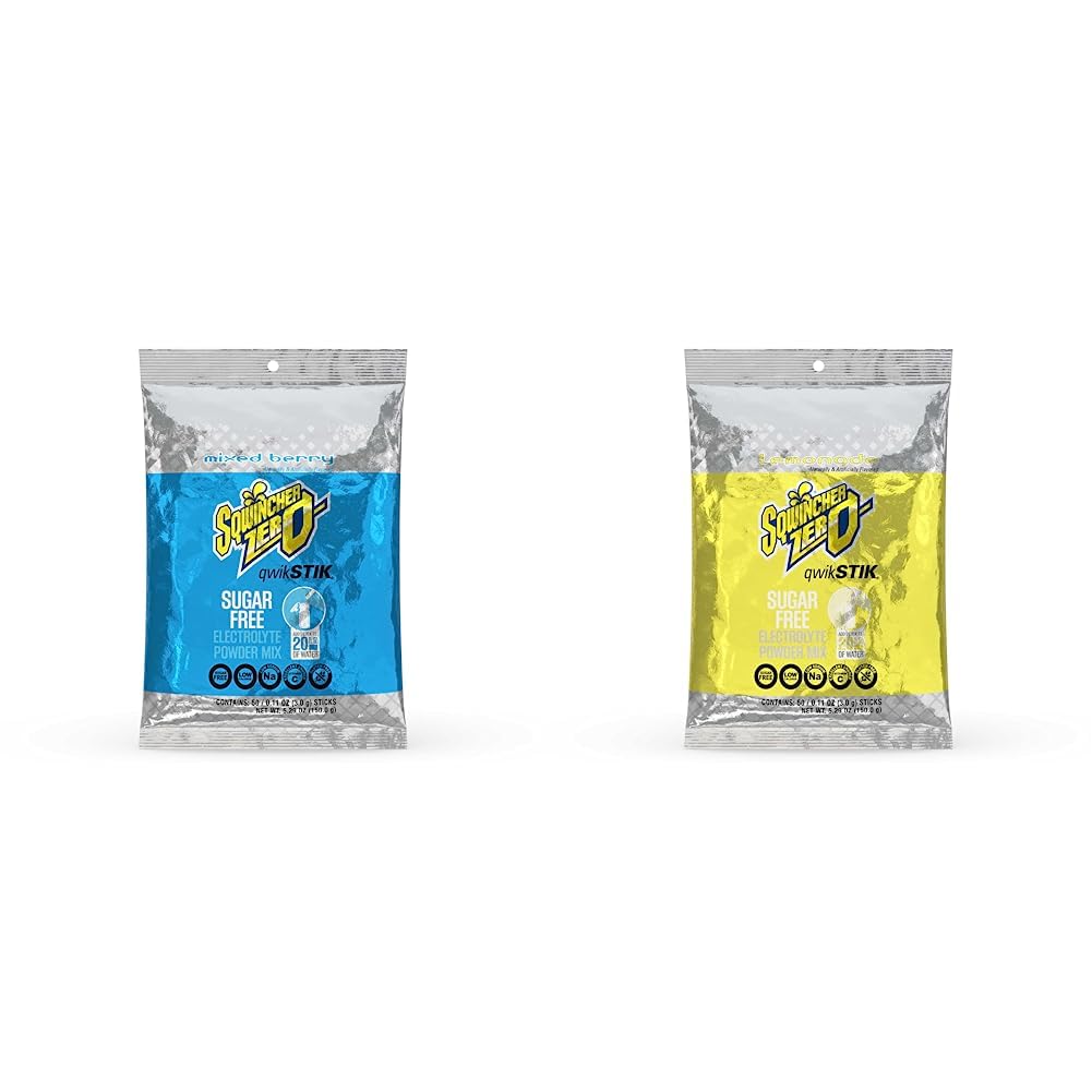 Sqwincher Zero Qwik Stik Sugar Free Mixed Berry and Lemonade Flavor Electrolyte Hydration Drink Mix (50 Count)