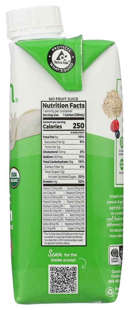 Orgain, Nutri Shake Sweet Vanilla Bean Organic, 11 Fl Oz
