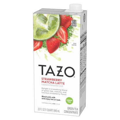 TAZO Strawberry Matcha Concentrate, Easy-to-Serve for Everyday Refreshers and Mocktails, 32 oz Carton
