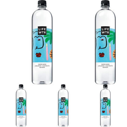 LIFEWTR, Premium Purified Water, pH Balanced with Electrolytes, 1 Liter Bottle (Pack of 5)